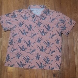 Thread & Supply Salmon and Grey Patterned Polo Shirt